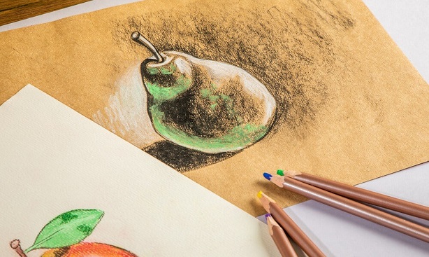 drawing with pastel pencils